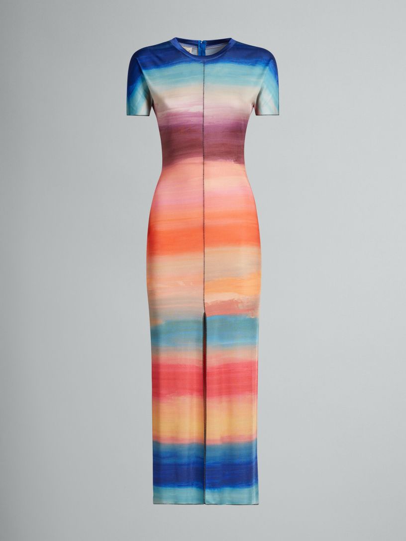 Women Marni Dresses | Multicoloured Viscose Dress With Dark Side Of The Moon Print Multicolor